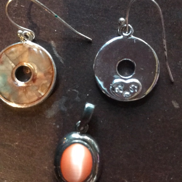 Silver earrings and charm - Picture 2 of 2